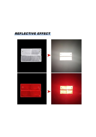 Beyaz Kamyon Motosiklet Yapışkanlı Dikdörtgen Plastik Reflektör Yansıtıcı Uyarı Plaka Çıkartmaları Güvenlik İşareti Kırmızı/beyaz Çıkartmalar 50pcs