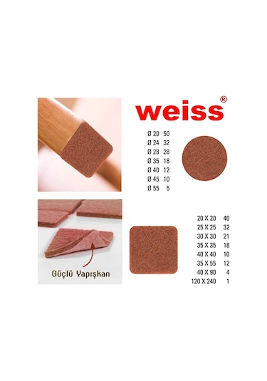 Yapışkan Keçe 20x20 131el4905501 Renkli