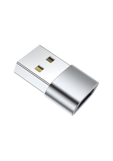 Android Şarj Usb A Erkek To Type C Dişi Çevirici Dönüştürücü Adaptör Gümüş