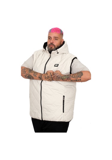 Mode Xl Battal Beden Erkek Kapitone Yelek 25709 Siyah