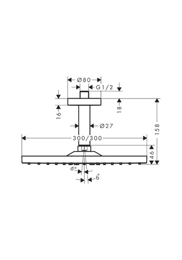 Hansgrohe Raindance E 300 Tepe Duşu Tavandan Altın Diğer