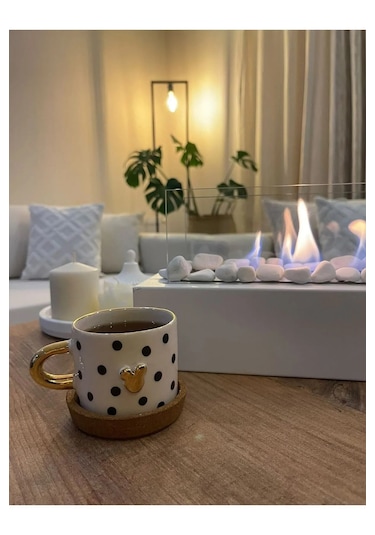 Beyaz Bioethanol Masaüstü Şömine Sertifikalı Yakıt Ve Taş Hediyel