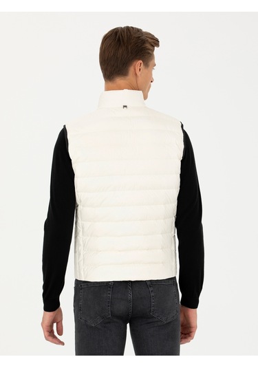 Cacharel Ekru Slim Fit İnce Kapitone Mont Yelek Bej