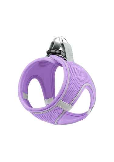 Mita Air Mesh Kedi Köpek Göğüs Tasması Çift Reflektörlü, Terletmeyen Lila