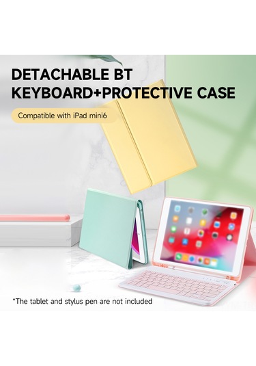 Geeksen İpad Mini6 İçin Çıkarılabilir Bluetooth Klavye Kılıfı - Taşınabilir, Kalem Yuvası Ve Uzun Pil Ömrü