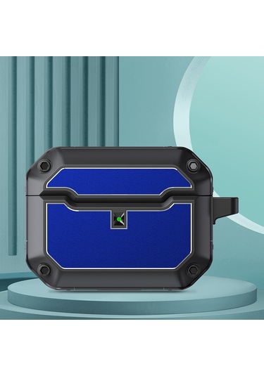 Airpods Uyumlu Pro İçin Kancalı Mecha Donanım Tpu Kulaklık Koruyucu Kılıf Mavi