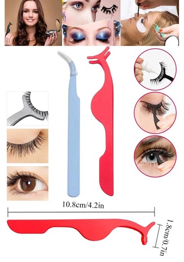 İpek Kirpik Seti Kirpik Tutucu Cımbızlı 2'li Set