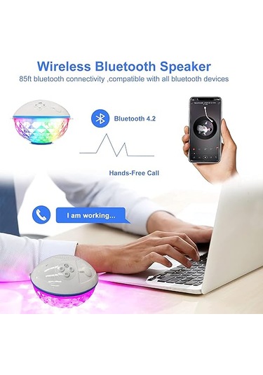 Techtic Havuz Işığı Bluetoothlu Havuz Hoparlörü Su Geçirmez Hoparlör Taşınabilir Rgb Led Işıklı