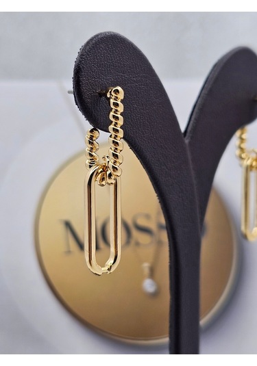 Xuping Burgu Zincir Model Gold Renk Çelik Küpe Altın
