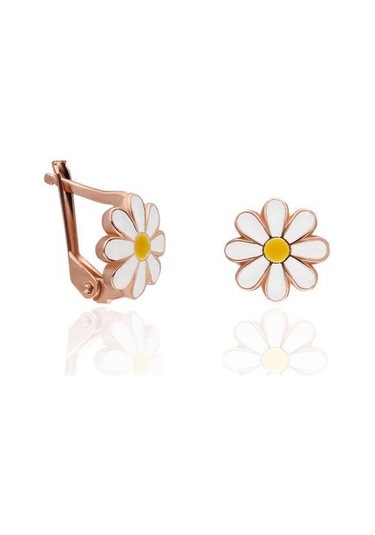 Aykat_Kuyumculuk Papatya Küpe Klipsli Roz Gümüş Çocuk Küpesi Papatyalı Küpe Kupe-4