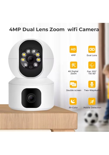 Yeni Nesil Çift Lens Biri Sabit Biri Hareketli Güvenlik Kamerası