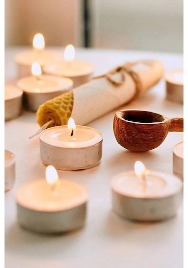 Tealight Mum - Beyaz Küçük Yuvarlak Yer Ve Masa Mumu 20 Adet