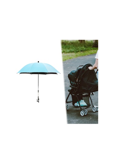 Suntek Bebek Arabası Şemsiyesi Kelepçeli Seyahat Yaz Açık Mavi Mavi