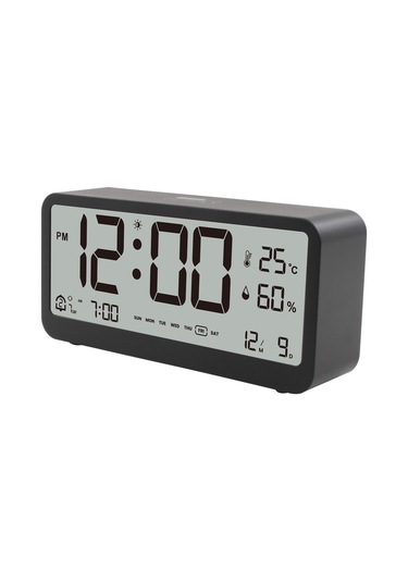 8001-en Çok Fonksiyonlu Dijital Saat Led Parlaklığı Siyah