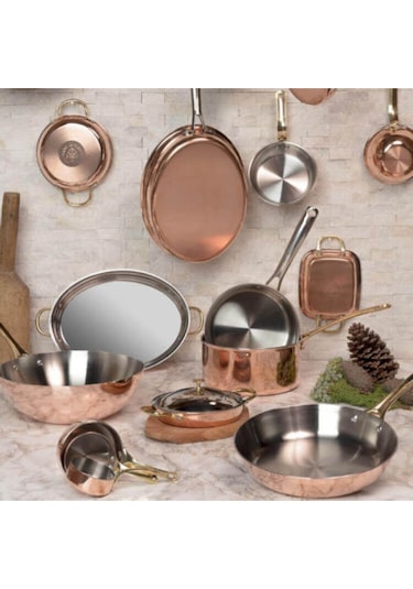 Lüx Pirinç Kulplu Bakır Yumurta Sahanı 14 Cm Bakır