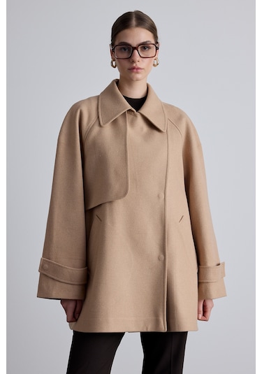 Mari Kruvaze Trenç Kaban Camel