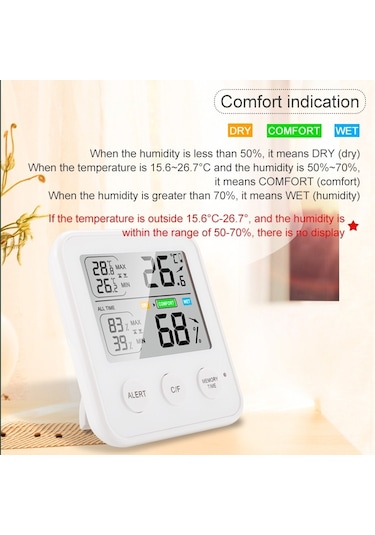 Ts-9909-b Çok İşlevli Büyük Ekran Ev Tipi Termometre Higrometre Siyah