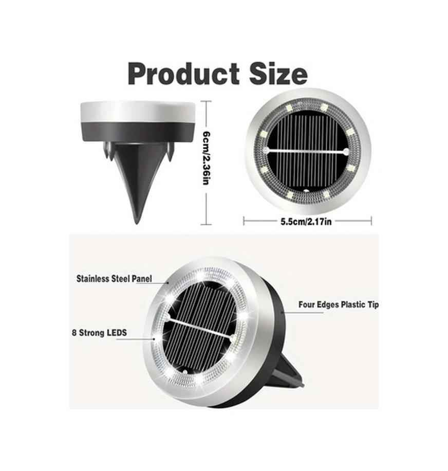 Trendooze 6 Adet Mini Solar Bahçe Aydınlatma Yer Lambası 8 Led Beyaz Işık, Bahçenizi Güzelleştirin Beyaz Işık