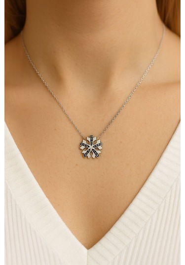 Chavin Silver Kar Tanesi Zirkon Taşlı Gümüş Kolye Dy67sy Gümüş