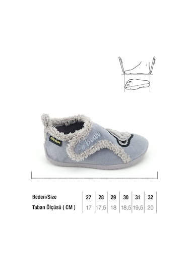 Gezer Erkek Çocuk Kışlık Pvc Rahat Taban Tek Cırt Cırtlı Ayarlanabilir Kemer Ev Okul Kreş Panduf Aya Gri