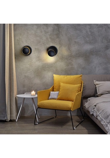 Ulzyvf Led Duvar Lambası 360 Dön. Yuvarlak Hilal Işık Gece Lambası Modern Yatak Başlığı Oturma Odası İçin Diğer