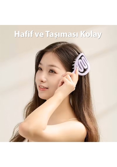 Ezere Saç Derisi Masaj Ve Yumuşak Yıkama Tarağı Mor