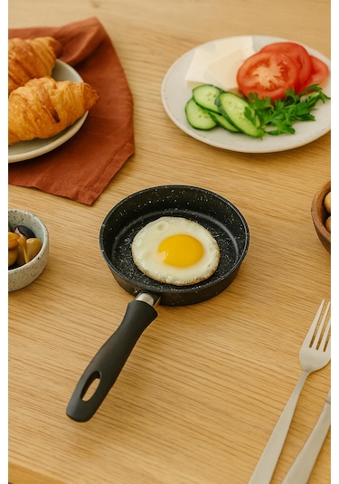 Granıt Dokum Yuvarlak Mını Sos Tavası- Rss301 -120 Mm Siyah