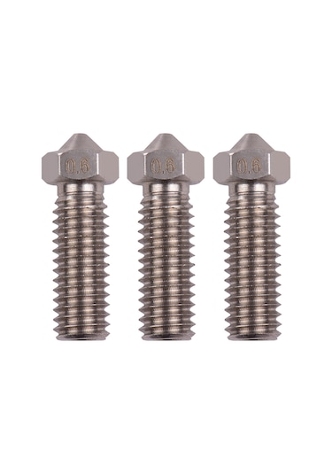 Neevoyu 3d Yazıcı Volkan Nozülü Seti 3 Adet - Paslanmaz Çelik, 0.6mm Çıkış Çapı, 1.75mm Filament Uyumlu, M6 Dış Dişli