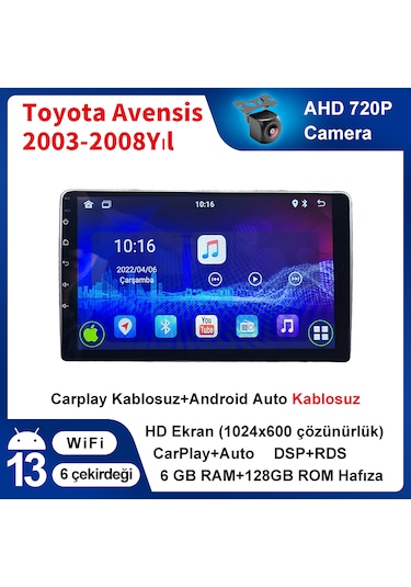 Toyota Avensıs 2003-2008 Yıl 6gb Ram 128gb Rom Carplay Multimedya