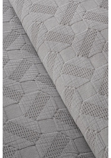 Ecocotton Tanya Gri %100 Organik Pamuk Çift Kişilik Pike Yatak Örtüsü Takımı Gri