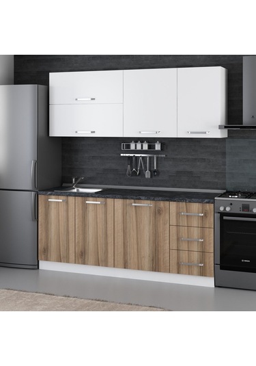 Minar 195 Cm Mutfak Dolabı Beyaz Dore 195-d2