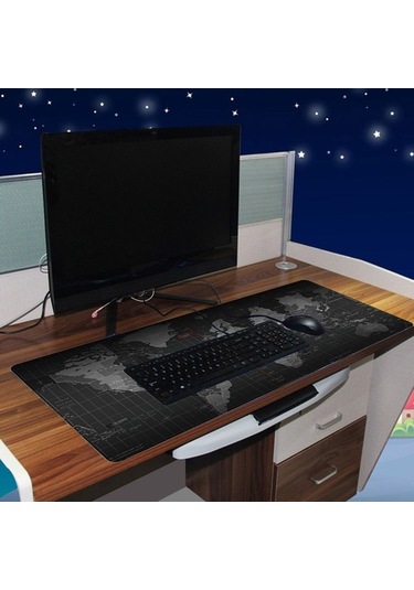 Pazly 90x40cm Büyük Boy Yumuşak Mouse Pad Masa Matı Pc Dizüstü İçin Siyah