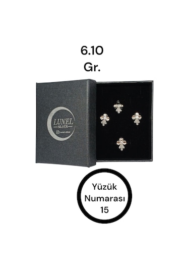 Baget Taşlı 925 Ayar Gümüş Fiyonk Model Takı Seti Kolye Ucu, Küpe Ve Yüzük Gümüş