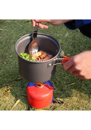 Createtech Yürüyüşü, Tencereleri, Spork Sırt Seyahat Seti Pişirme Pikniği Ocaklı Mutfak Mekan Katlanabilir Kamp, Kamp Kamp İle İle İçin İçin Gümüş Eşyası Dış Dağ Çantası Bez, Ot Gümüş