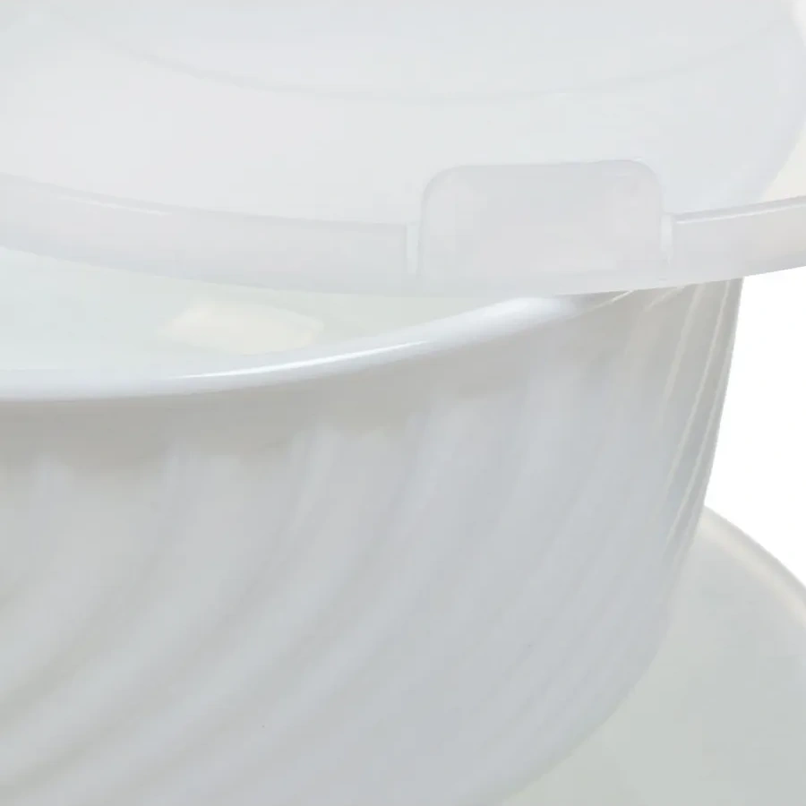 Daniks Kapaklı Cam Seramik Salata Kasesi Seti 3 Adet, Beyaz 269093503 Beyaz