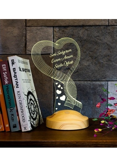 Anneler Günü Hediyesi Kalp Anneye Hediye Led Lamba Gecelambası