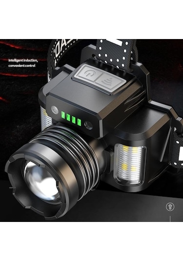 Novahub Süper Parlak 30w Led Sensör Fener, Dahili Pil, Usb Şarj, Su Geçirmez Kafa Lambası, 1500m Menzil, Çok Renkli, Ce Rohs Çok Renkli