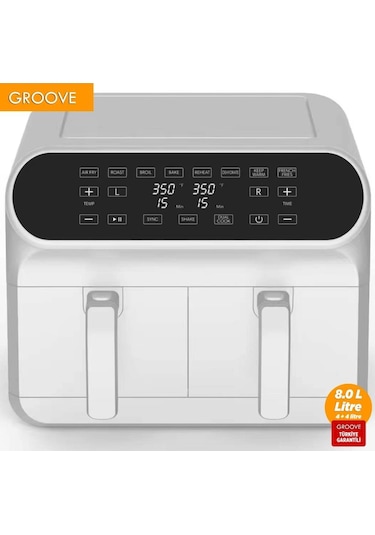 Groove MAX PLUS XXL 1800 W 4 Lt +4 Lt 8 Lt Çift Hazneli Smart Air Fryer