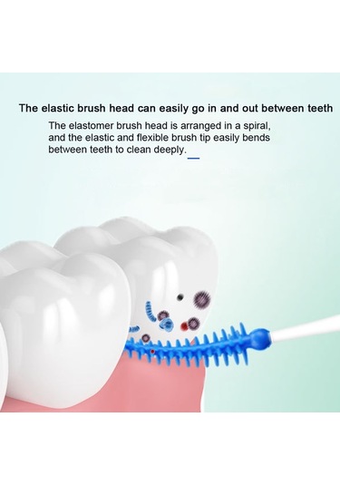 40 Adet / Kutu Silikon Diş Arası Fırçalama Ağız Temizleme Boşluğu Fırçası Mavi