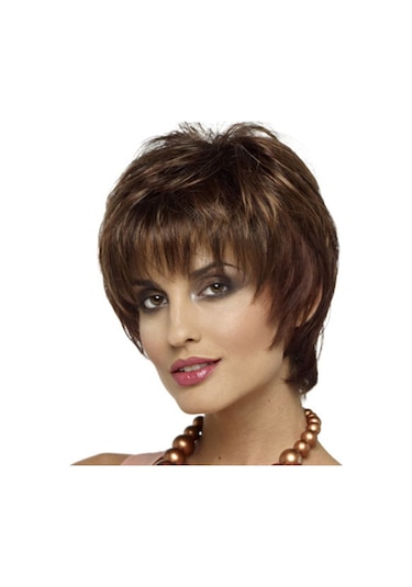 Cbtx Wıg-155 Kadınlar Kısa Kıvırcık Peruk Yüksek Sıcaklık İpek Elyaf Başlık Kahverengi