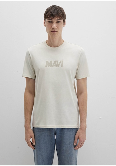 Mavi Logo Kum Erkek T-shirt M0612896-70134 Kum