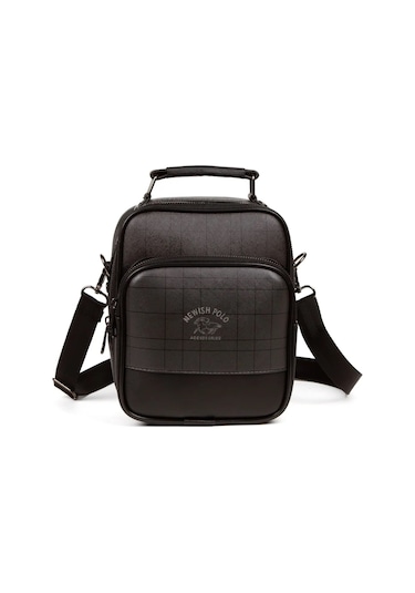 Tuldar Erkek Ekose Deri Ayarlanabilir Çapraz Omuz Askılı Günlük Omuz Ve El Çantası 19x22cm Tul132 Gri