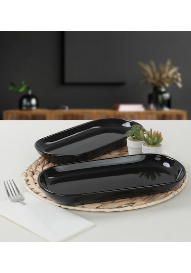 Keramika Siyah Noyan Kayık Tabak 28 Cm 2 Adet