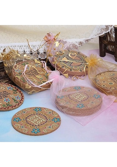 4 Adet İçecek Yalıtım Doğal Bardak Yuvarlak Isı Mat Mantar Bardak Masa Dekoru Diğer