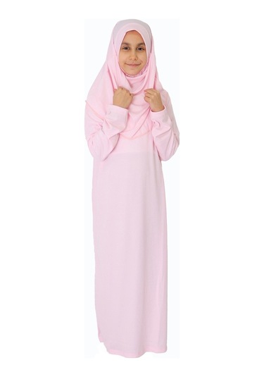 Toz Pembe Çocuk Fermuarsız Namaz Elbisesi Çok Renkli