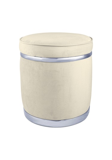 Zerafet Silver Kaplama Luxery Puf- Beyaz Babyface Kumaş Pofuduk Oturma Pufu&makyaj Pufu&bench