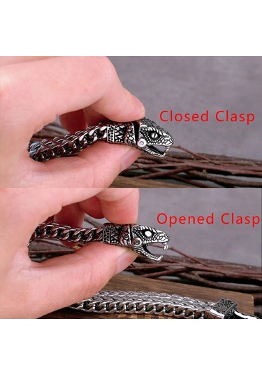 Yüksek Kaliteli İskandinav Viking Asla Solmaz Paslanmaz Çelik Baskın Yılan Kafa Bilezik Erkekler Takı Hediye Moda Punk Charm Bilezik Gümüş