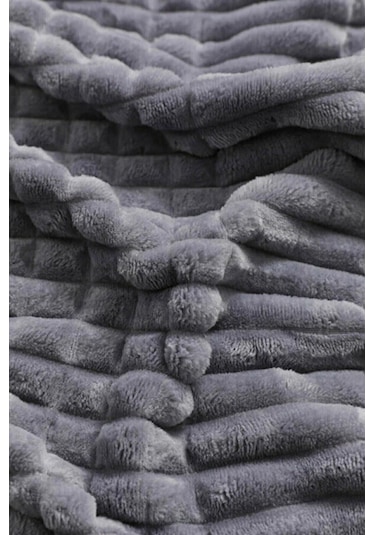 Merinos Modern Line 3 Parça Battaniye Seti - Antrasit Renk