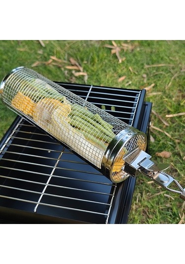 Wondernest Kulplu Barbekü Kafesi Yükseltme Paslanmaz Çelik Sepet 30cm + Kulp 18cm Çok Renkli Çok Renkli