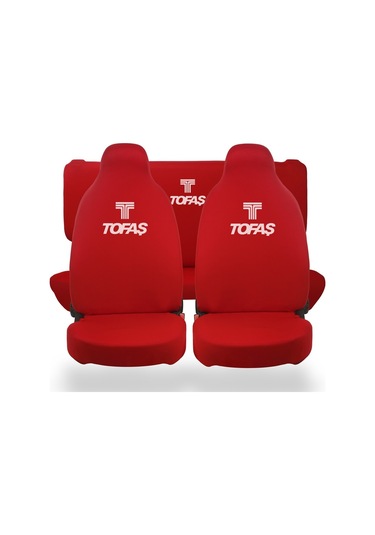 Tofaş Araca Uyumlu Kırmızı Oto Koltuk Kılıfı -araç Penye Koltuk Kılıfı Servis Kılıfı 4 Parça